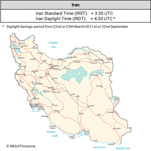 Iran Time Zone Map Iran Time Zone WhichTimezone