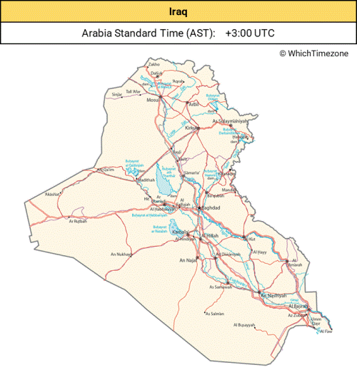 Iraq Time Zone Map Iraq Time Zone WhichTimezone
