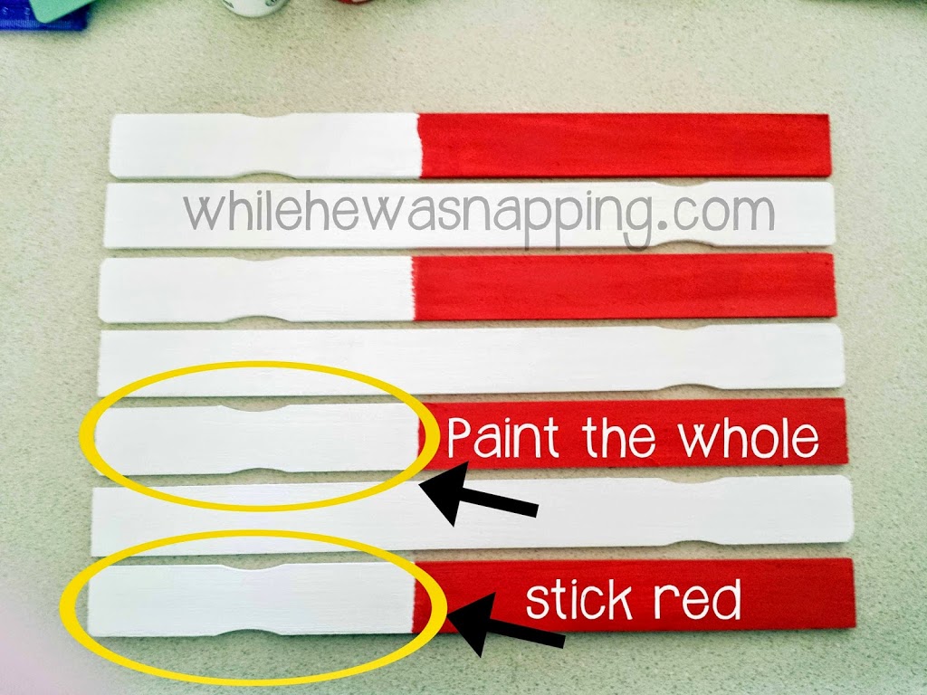 Paint Stir Stick USA Flag While He Was Napping
