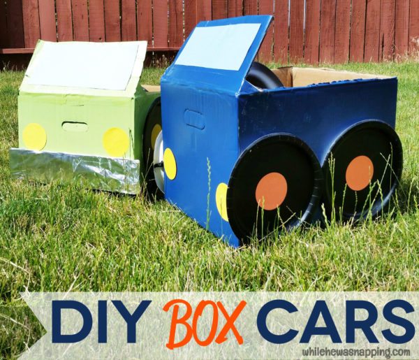DIY Cardboard Box Cars for an AtHome Movie Night While He Was Napping