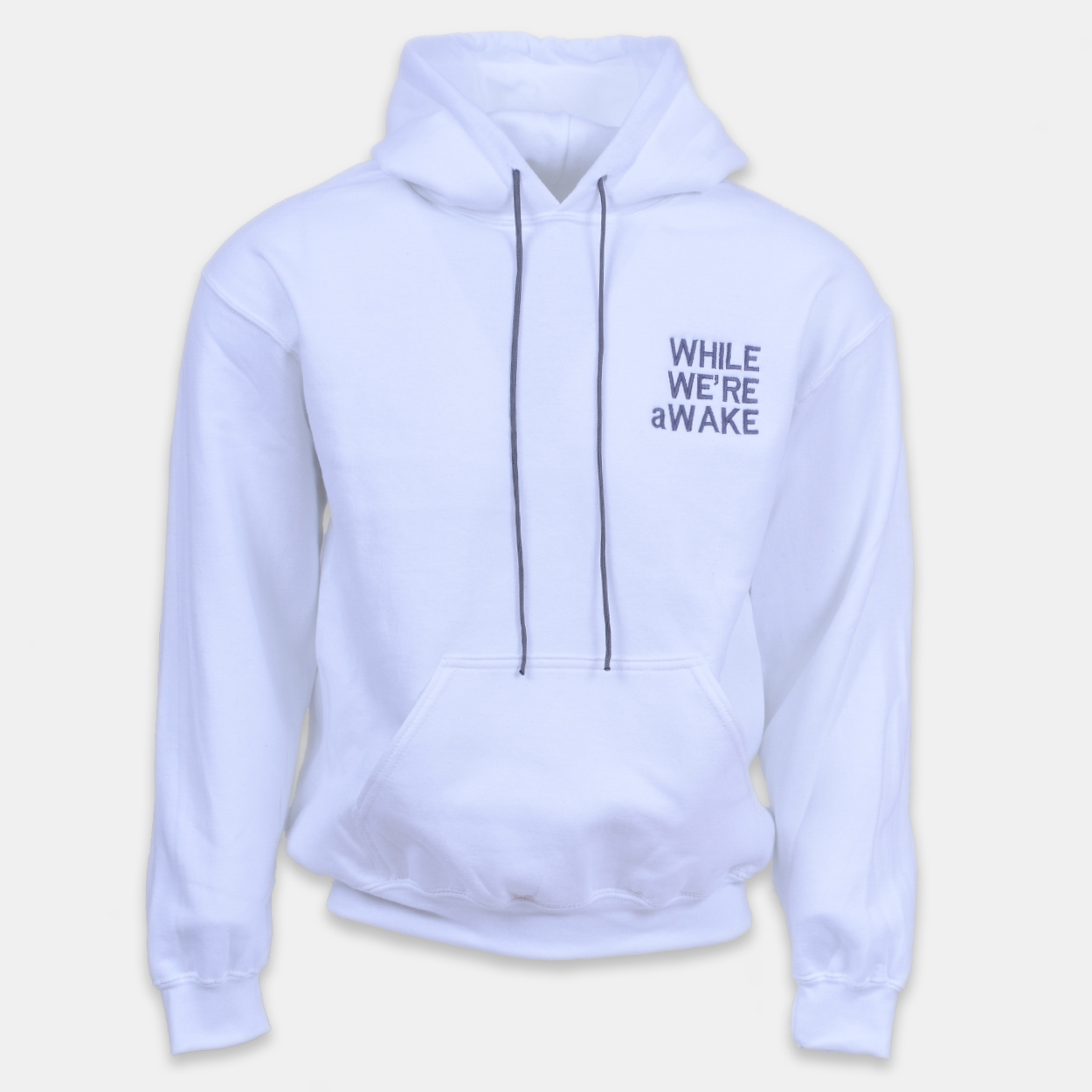 Single String White Hoodie WHILE WE'RE aWAKE