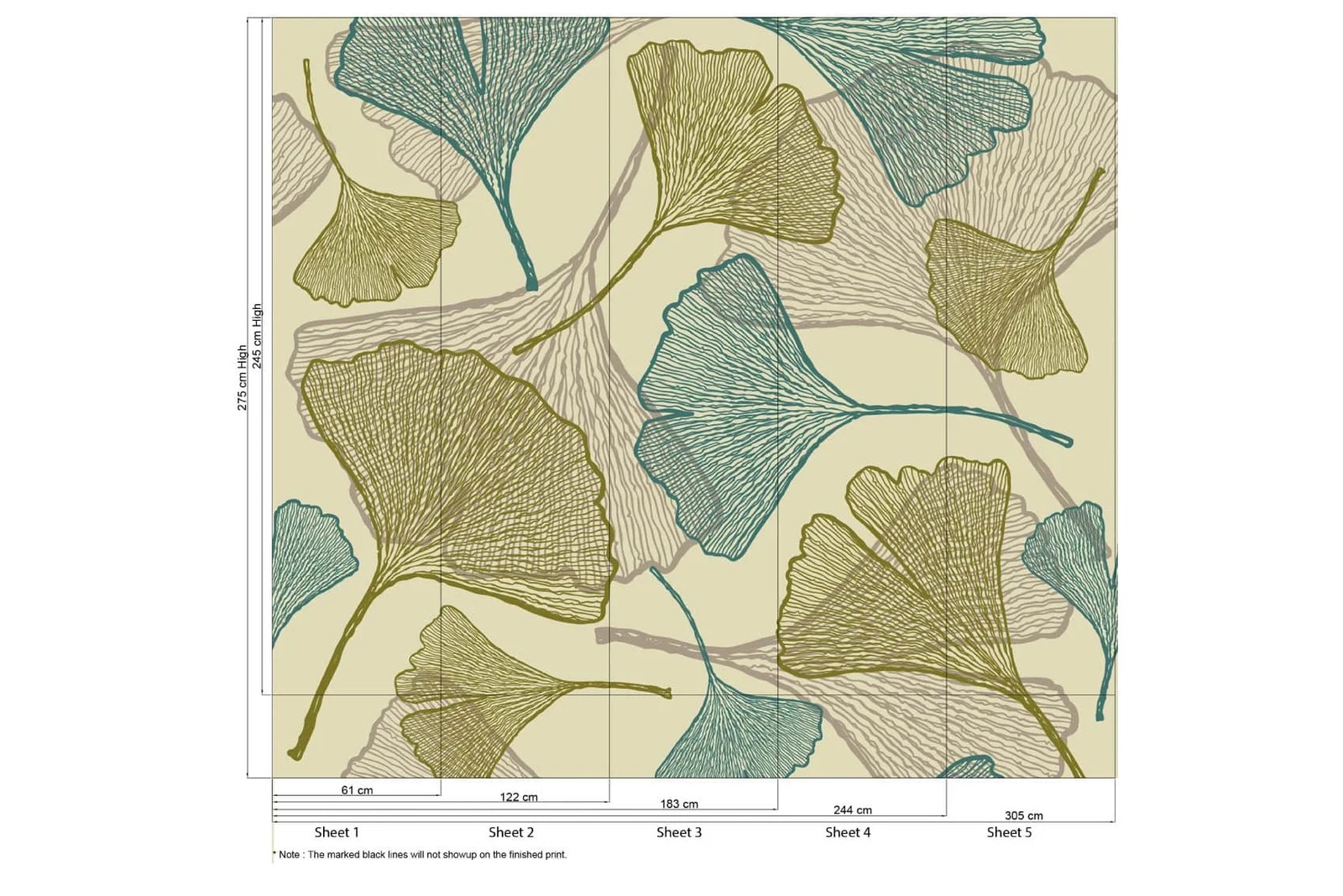 Ginkgo leaf Pattern wallpaper Removable Wallpapers, Wall Stickers