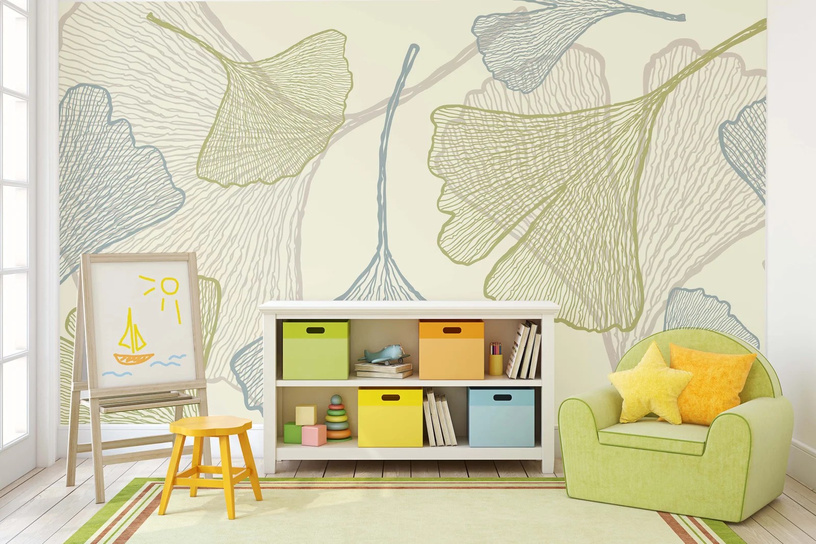 Ginkgo leaf Pattern wallpaper Removable Wallpapers, Wall Stickers