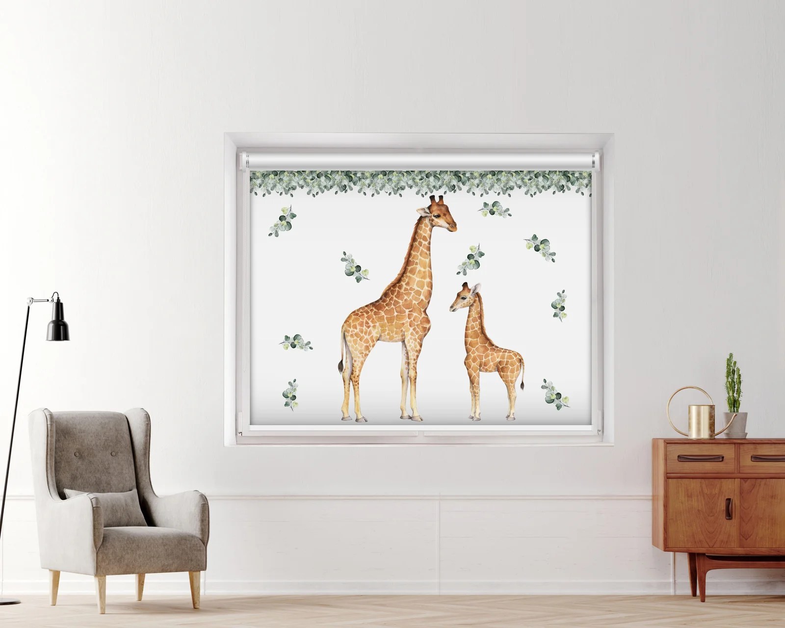 Giraffe Printed Roller Blind Removable Wallpapers, Wall Stickers