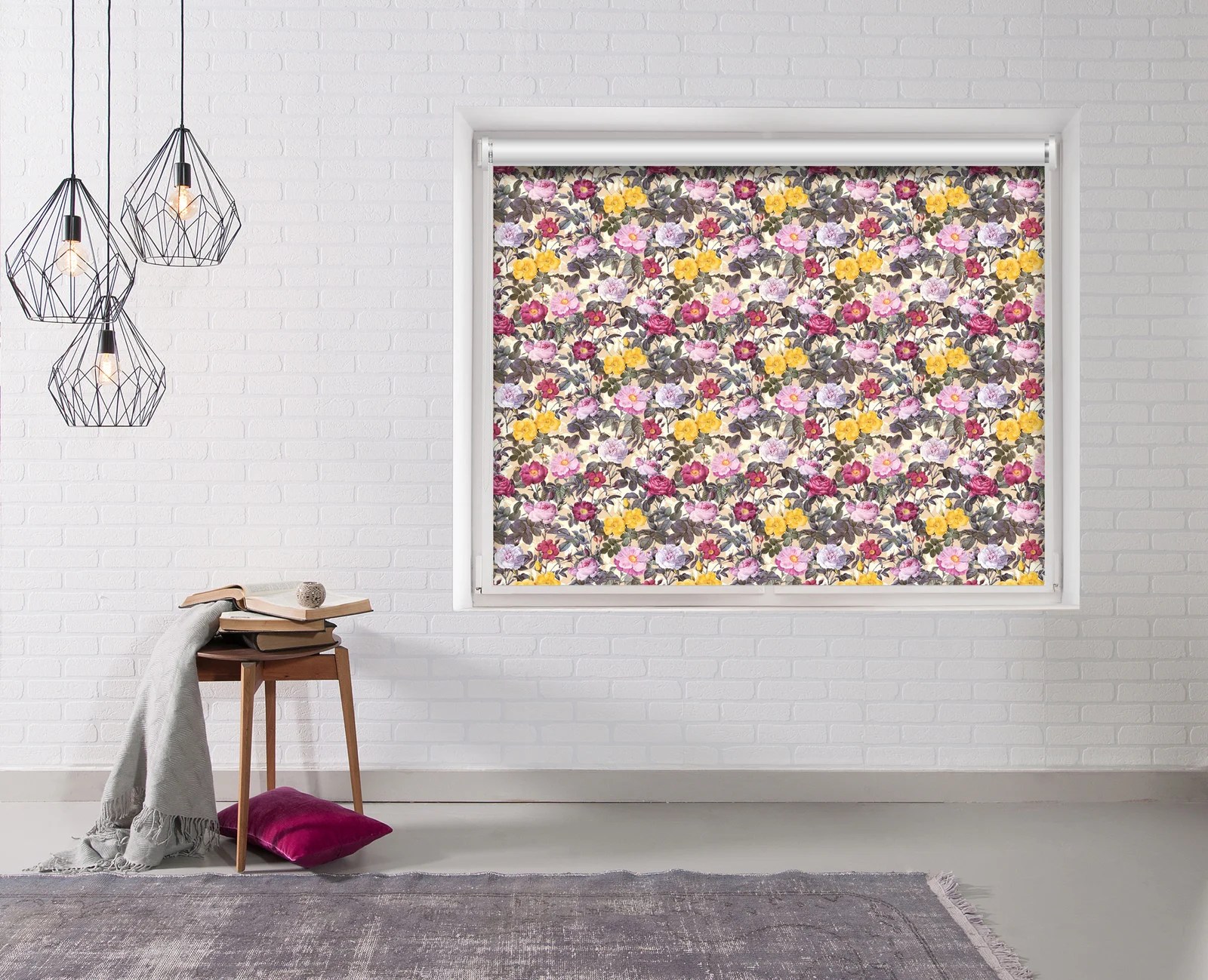 Colorful Roses Printed Roller Blind Removable Wallpapers, Wall