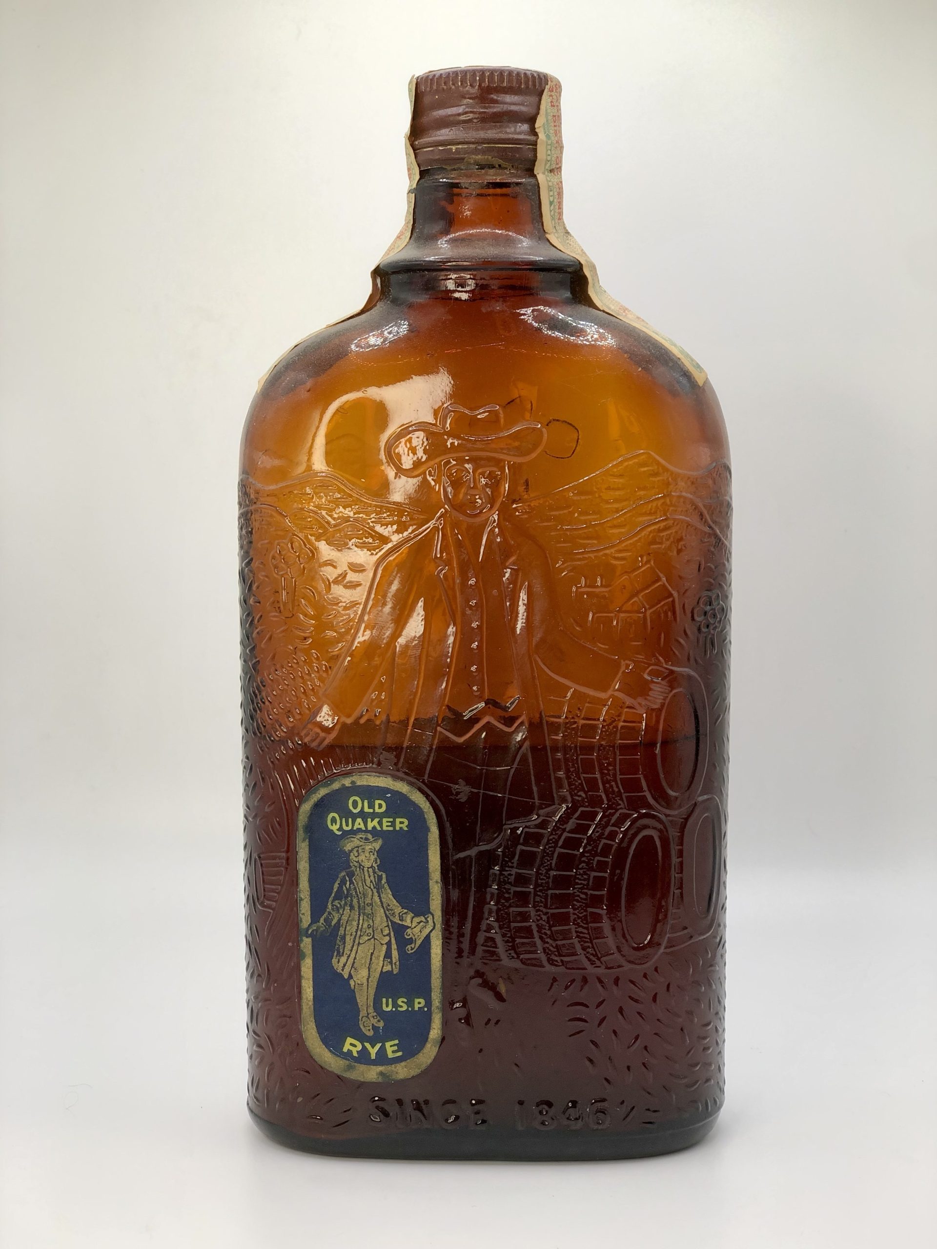 Old Quaker Rye Whiskey Pint Bottled in Bond Fall 1917 / Spring 1933