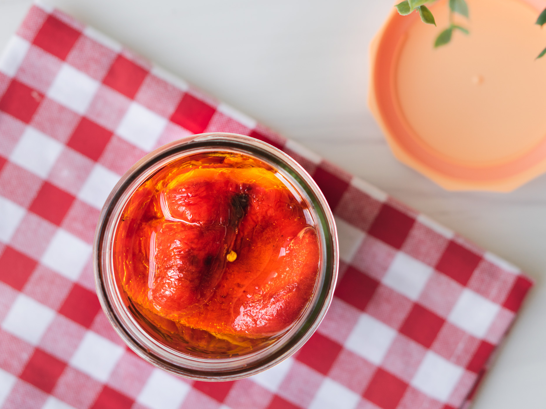 Homemade Roasted Red Peppers White Blank Space