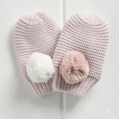 Girls Contrast Pom Pom Mittens Children's & Baby Sale The White