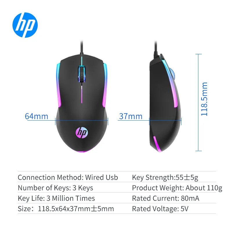 Hp M160 Wired Gaming Mouse, 1200 DPI, Ambidextrous Mouse White Falcon
