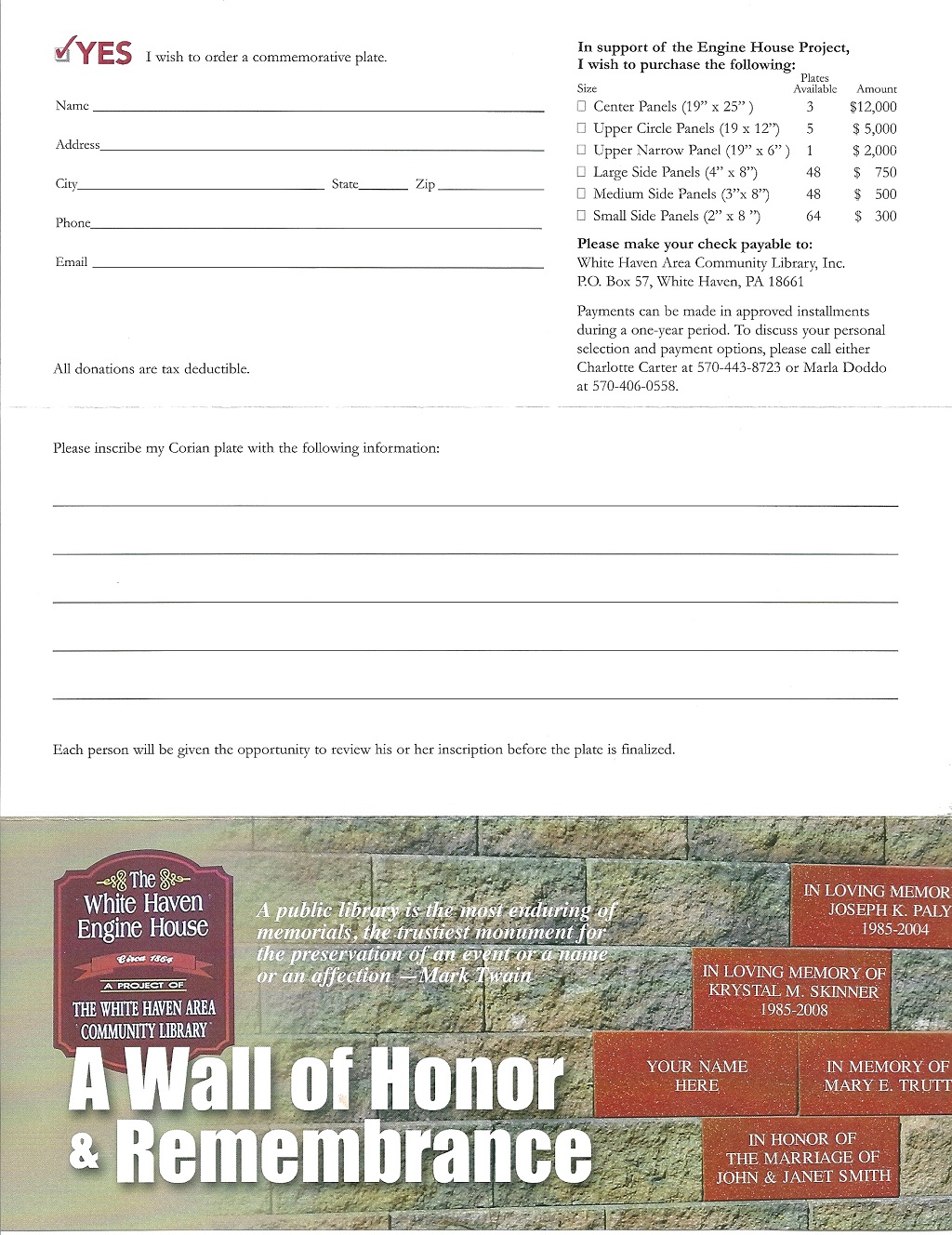 Support the Libray » White Haven Area Community Library