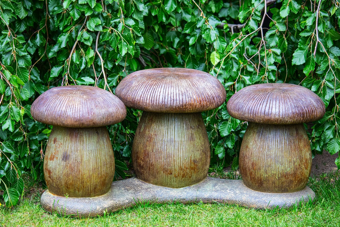Three Mushroom Bench White House Gardens Denver, NC