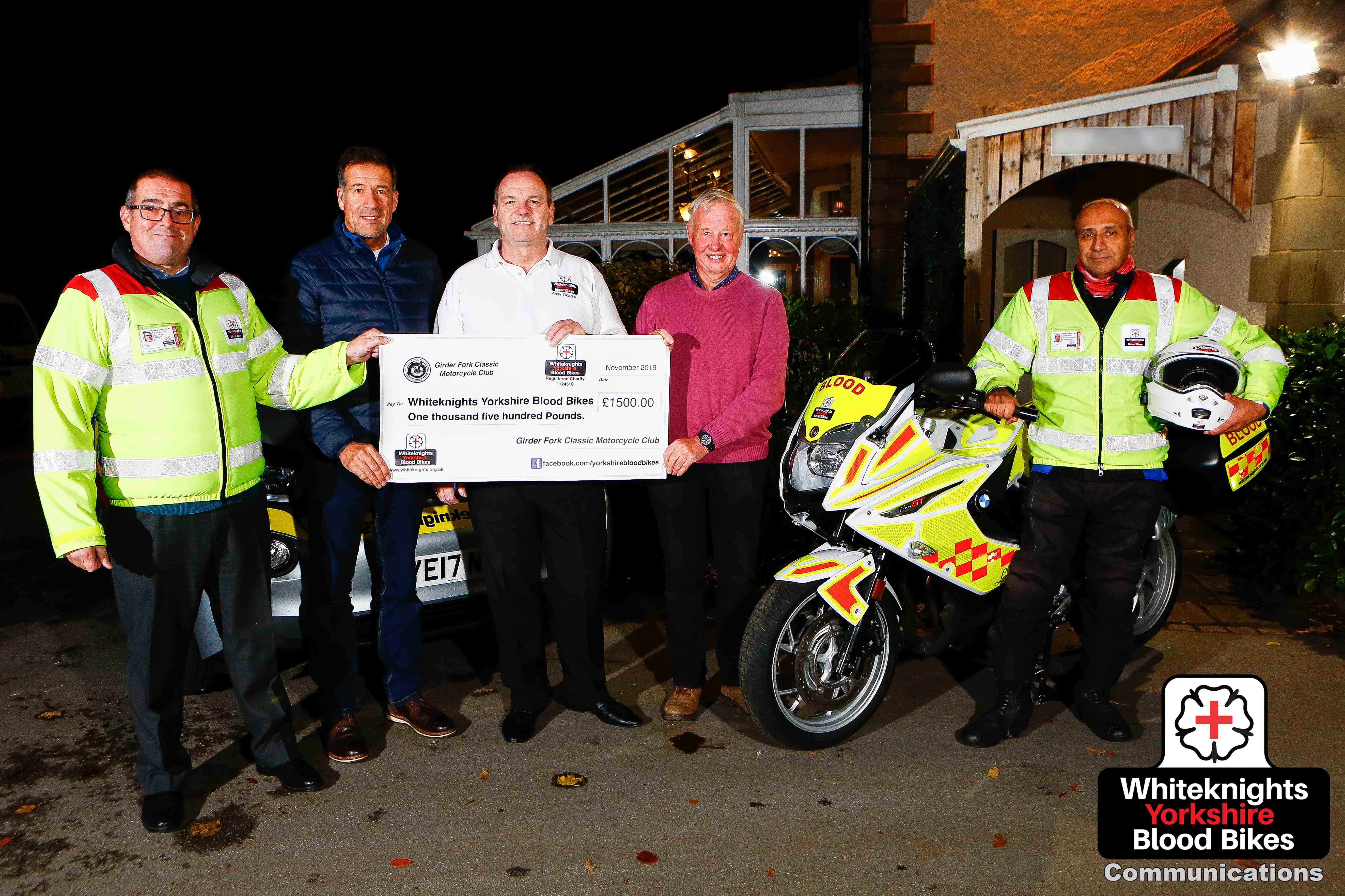Whiteknights Yorkshire Blood Bikes receive major funding from