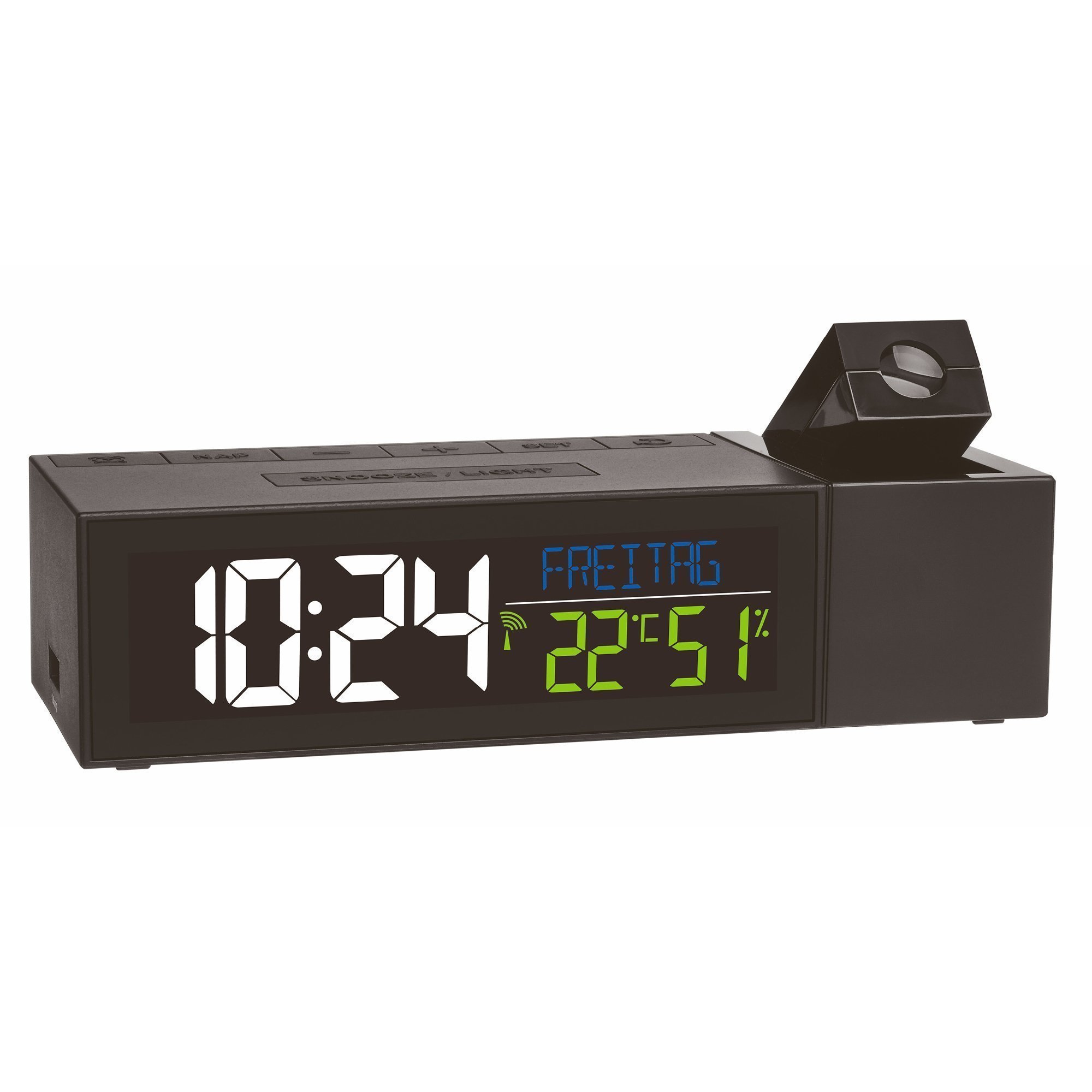 RadioControlled Projection Alarm Clock With Indoor Climate Show