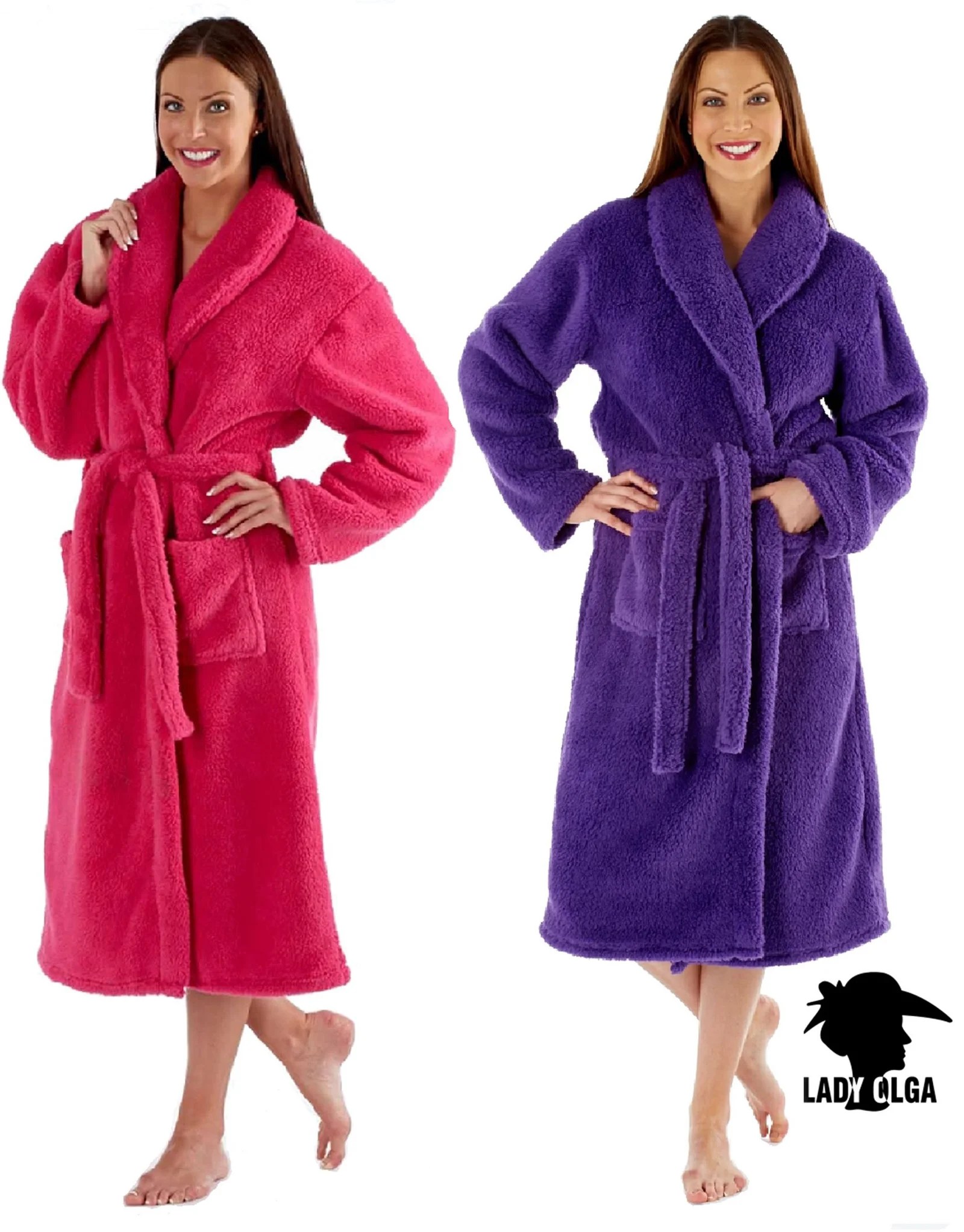 Ladies Extra Soft Fluffy Dressing Gown White Orchids Store