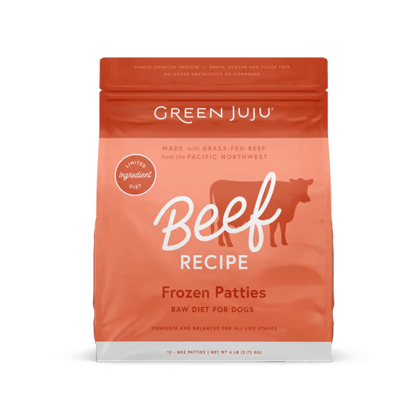 Green JuJu Beef Recipe Frozen Patties & Sliders White Rock Pet Food