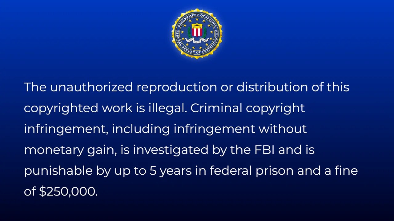 FBI Warning Screen Movie Copyright Warning WhiteScreen.show