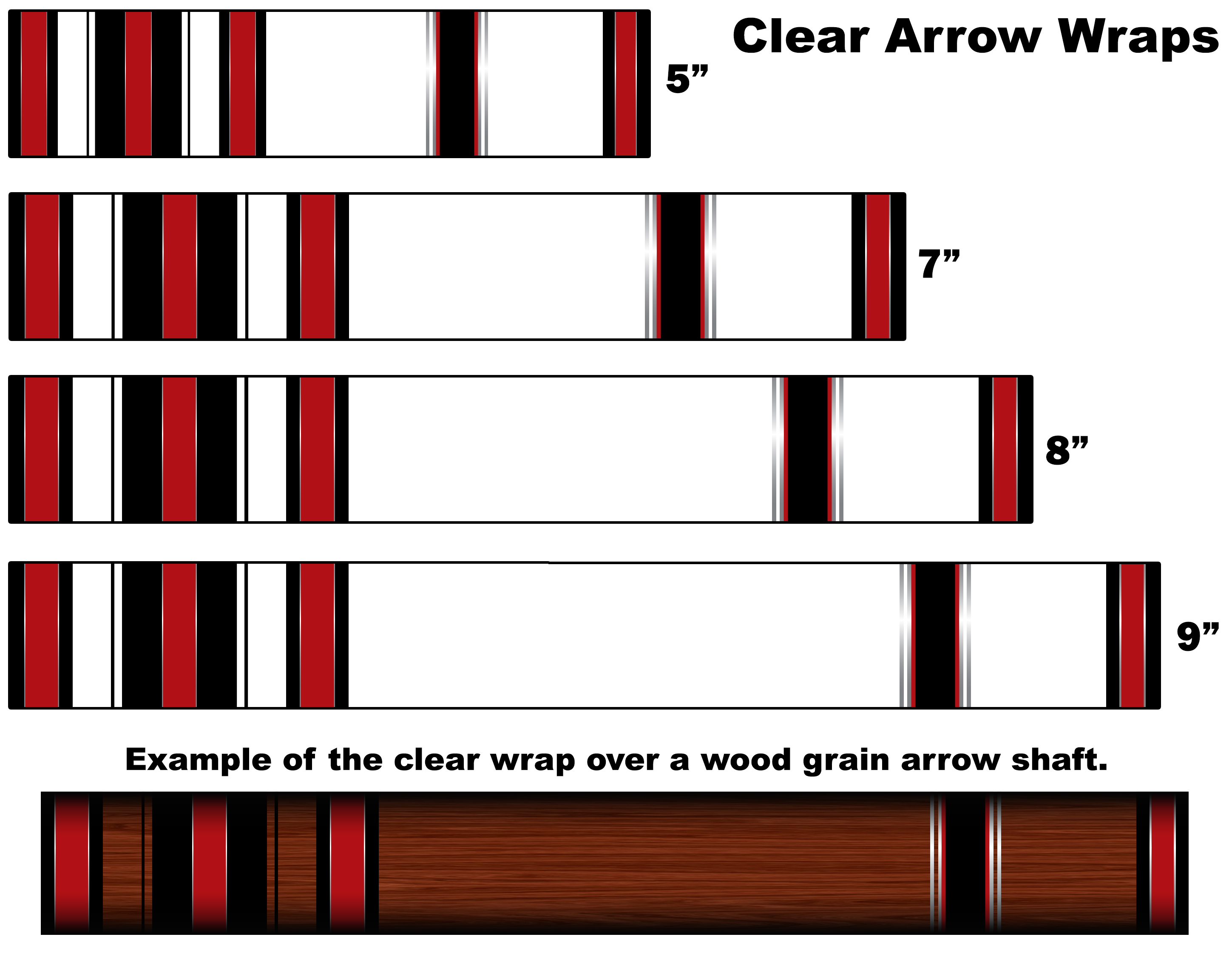 Clear Traditional 5 Arrow Wraps with Cresting (11 Colors Available