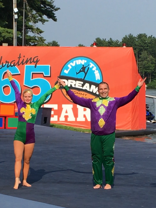 Local skier, Nicole Tomomitsu, performs with Tommy Bartlett water ski