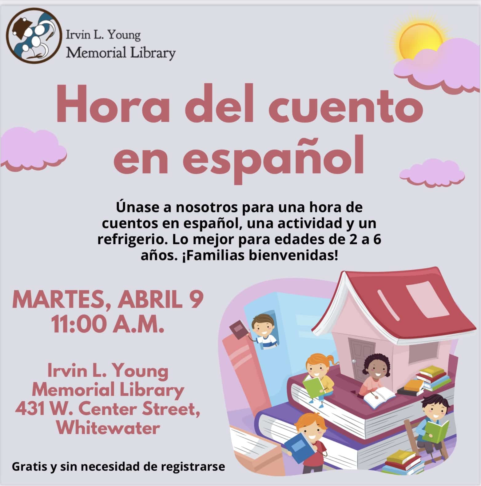 Hora del Cuento en Español / Storytime in Spanish Whitewater Banner
