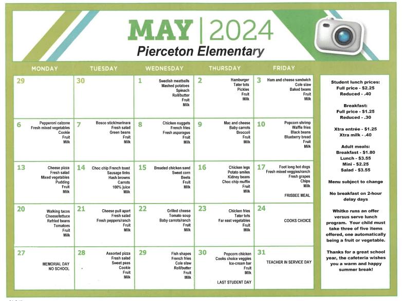 Lunch Menus Whitko Community Schools