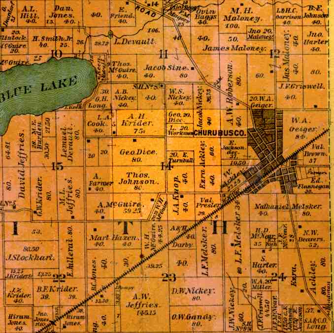 Whitley County, Indiana 1889 Plat Map Index & Images "D" Surnames