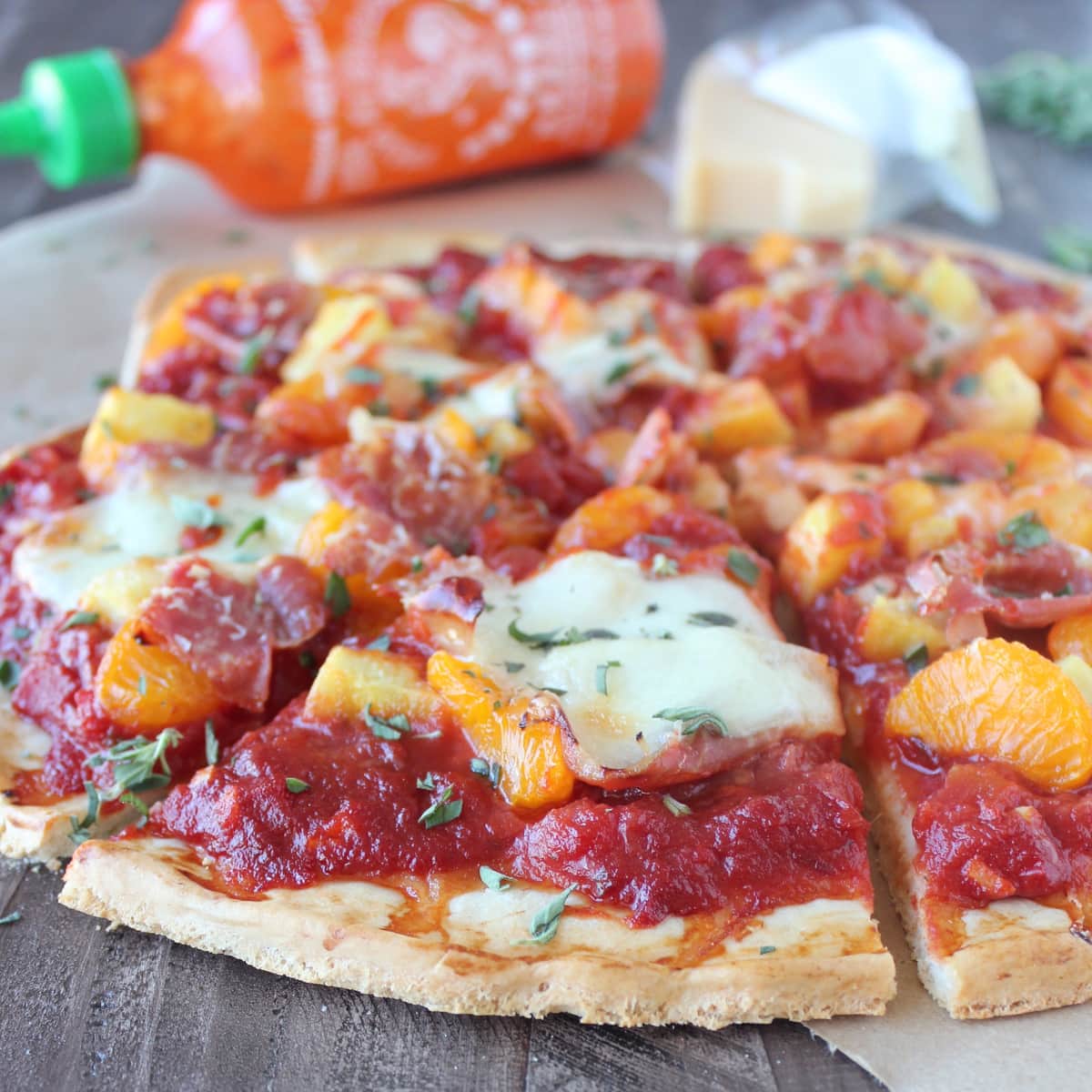 Hawaiian Pizza with Sriracha Pizza Sauce Recipe