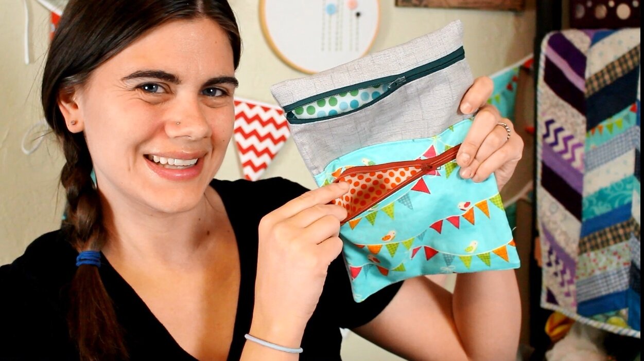 Double Pocket Lined Zipper Bag {EASY} Whitney Sews