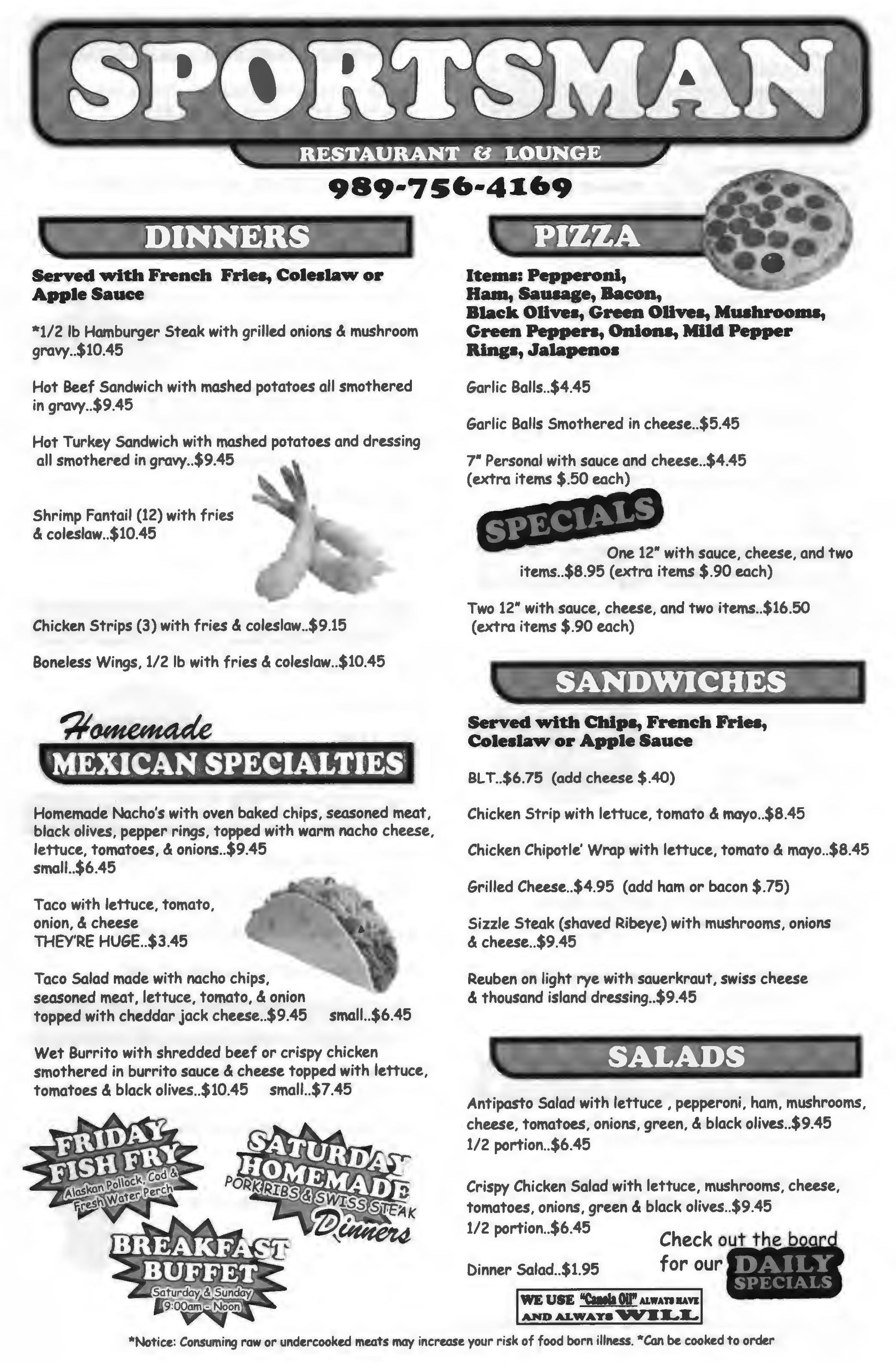 Whittemore Area Chamber of Commerce Menus and Flyers