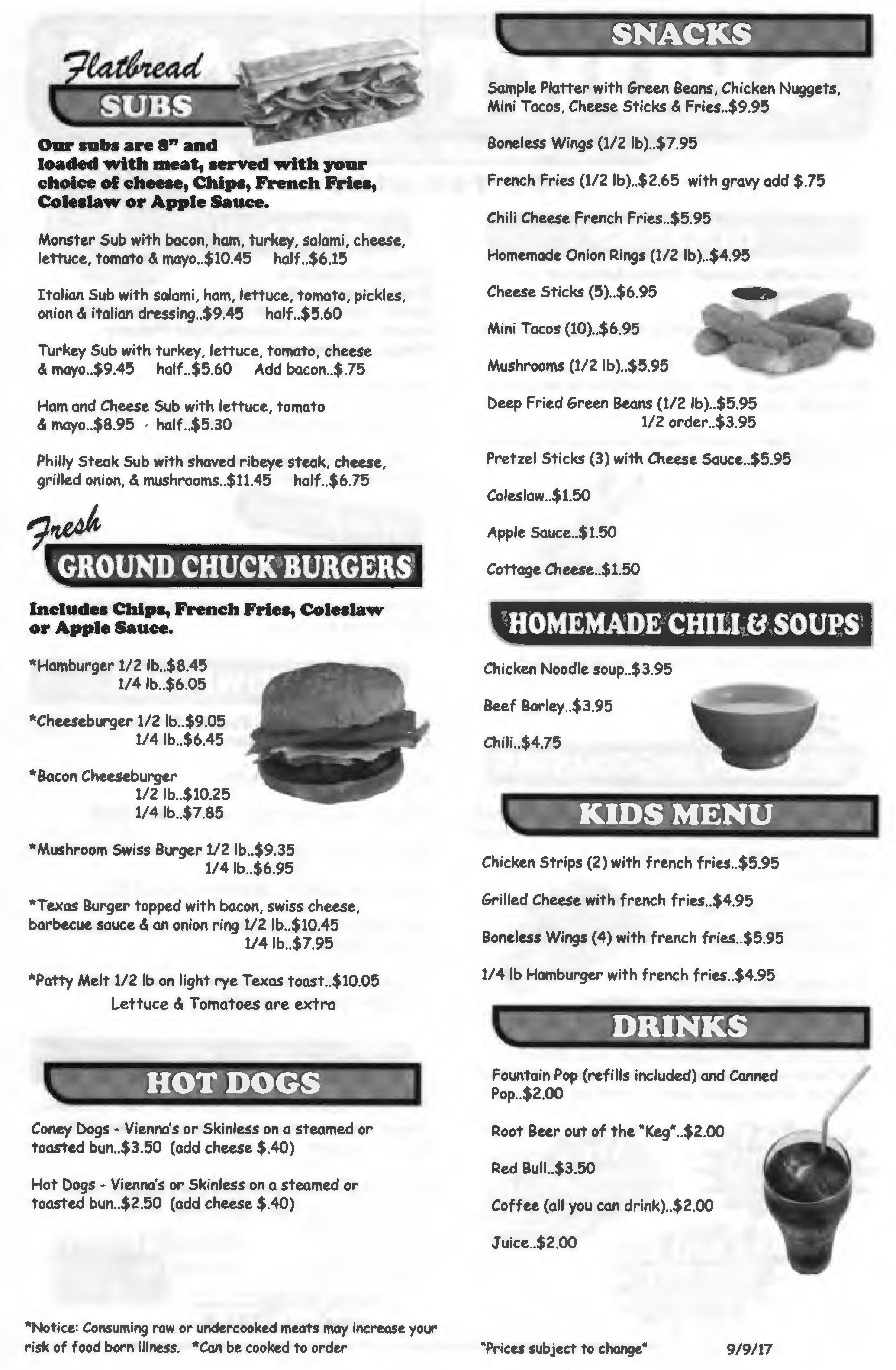 Whittemore Area Chamber of Commerce Menus and Flyers