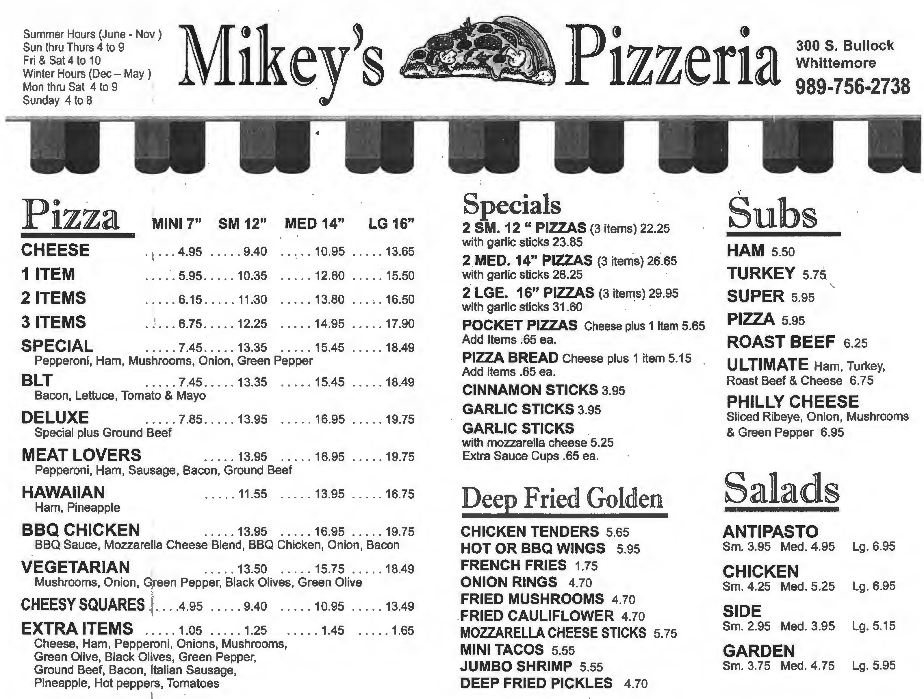 Whittemore Area Chamber of Commerce Menus and Flyers