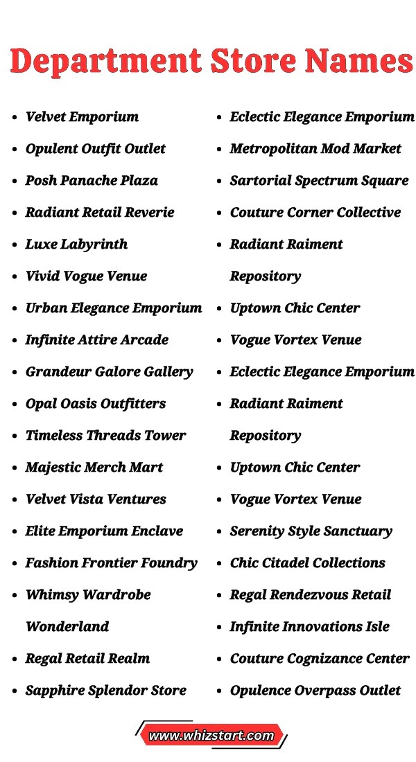 950+ Unique Department Store Names Ideas You Must Try! Whiz Start