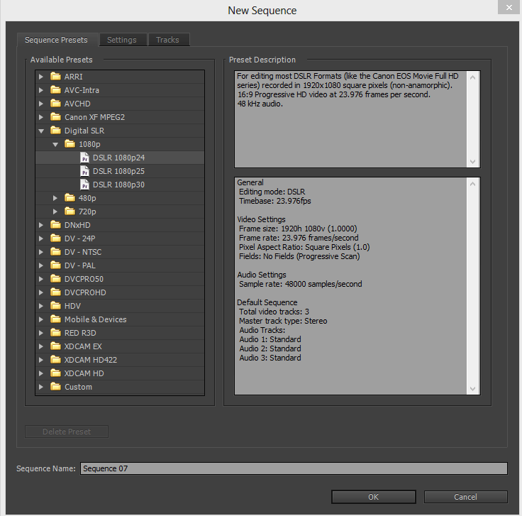 Premiere pro cs6 dslr sequence presets download