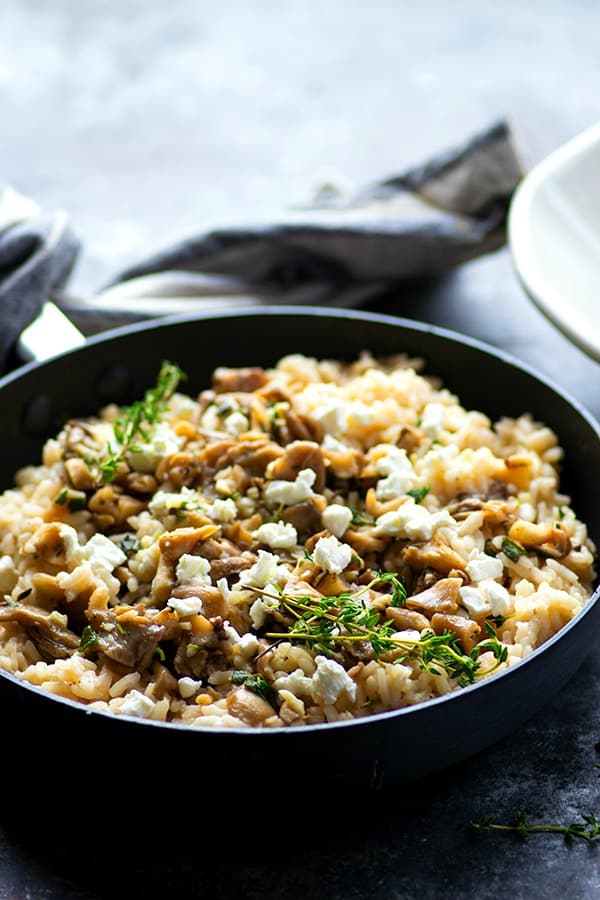 Garlic Butter Shiitake Mushroom Goat Cheese Risotto