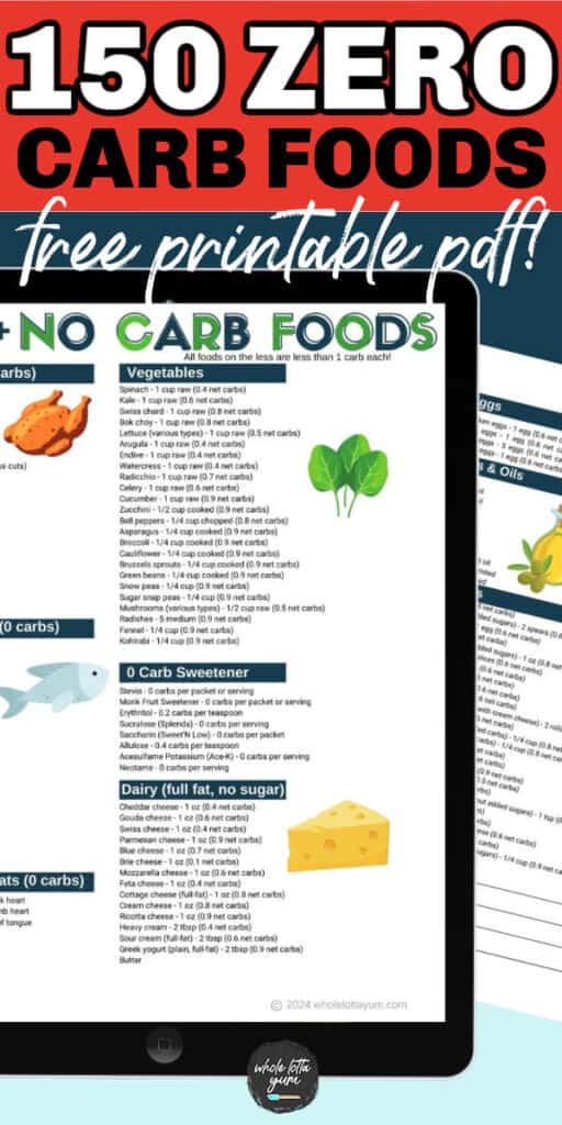 150+ No Carb Food List (Printable PDF) Whole Lotta Yum