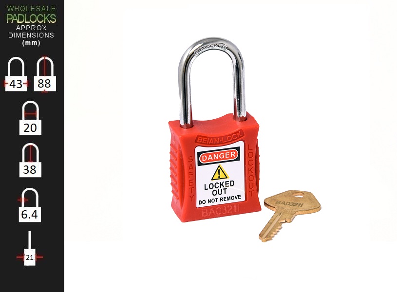 Lockout Tagout Safety Padlock (Red) Wholesale Padlocks