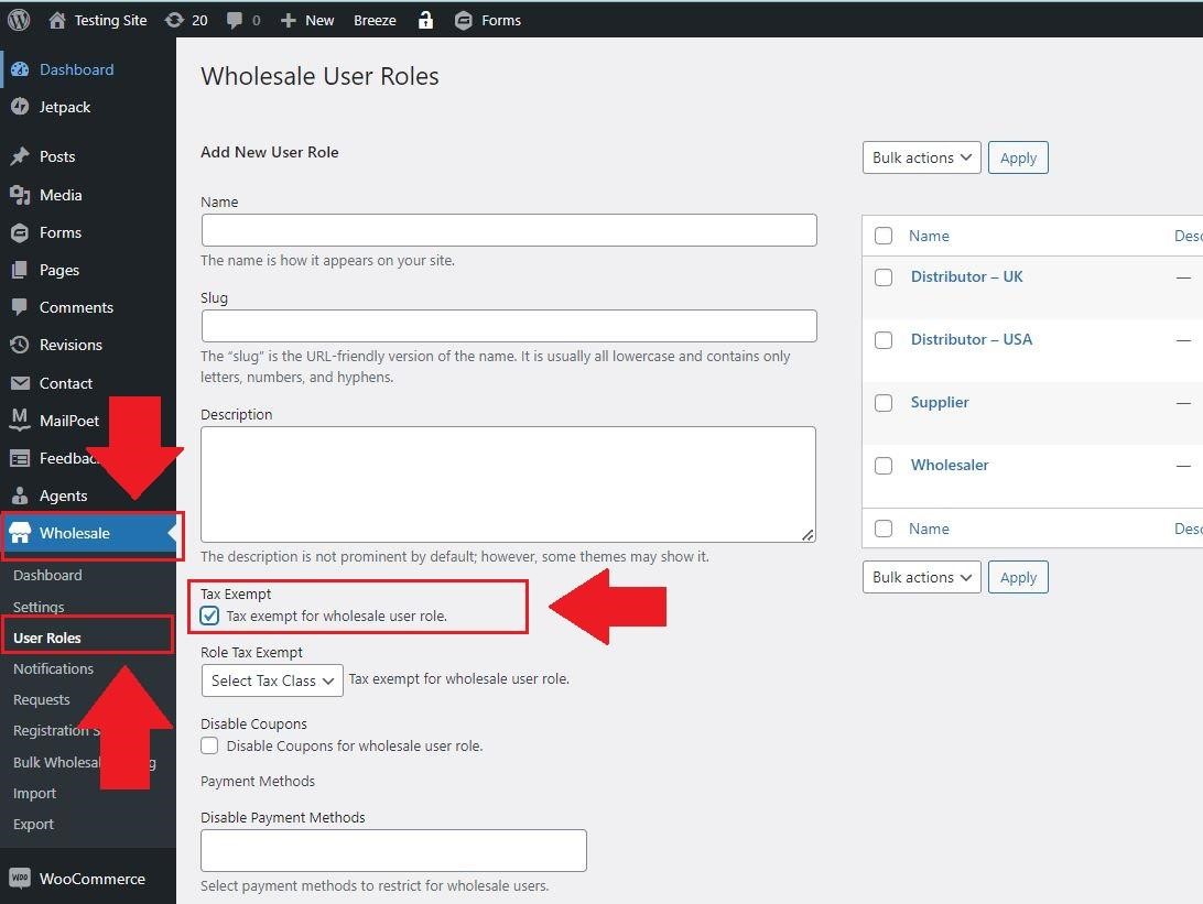 Setup Tax Exempt A Wholesale User In