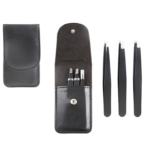 Deluxe Tweezers In Leather Effect Carry Pouch Wholesale Uk
