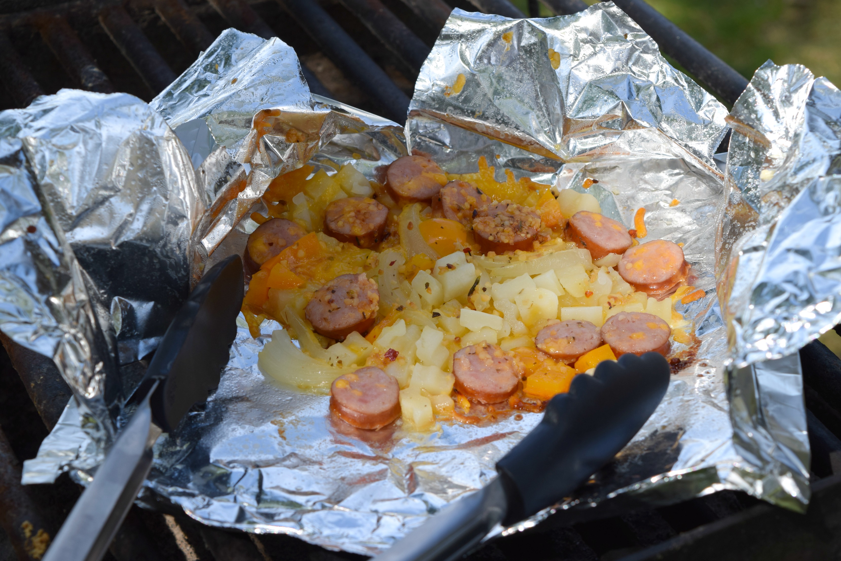 Cheesy Potato & Sausage Foil Packets Who Needs A Cape?