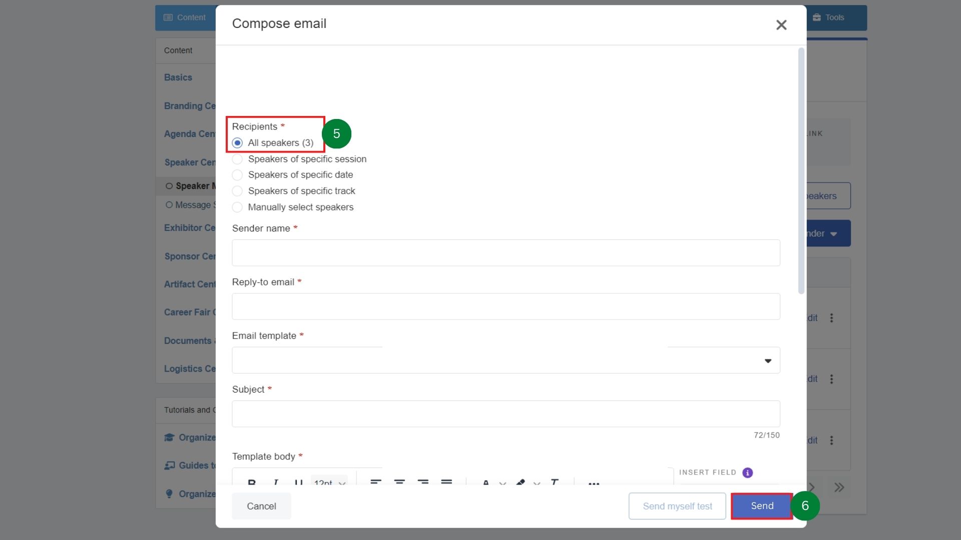 How do I send emails to Speakers? Help Center