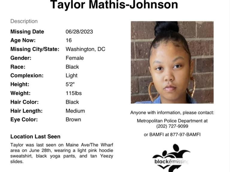 Taylor MathisJohnson Last Seen Taking Out The Trash DC 16 YearOld