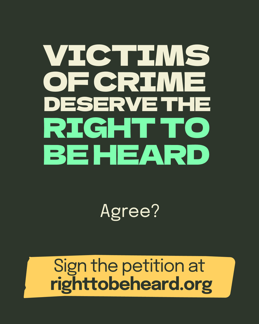 Victims deserve the right to be heard Sign our petition today Why Me?