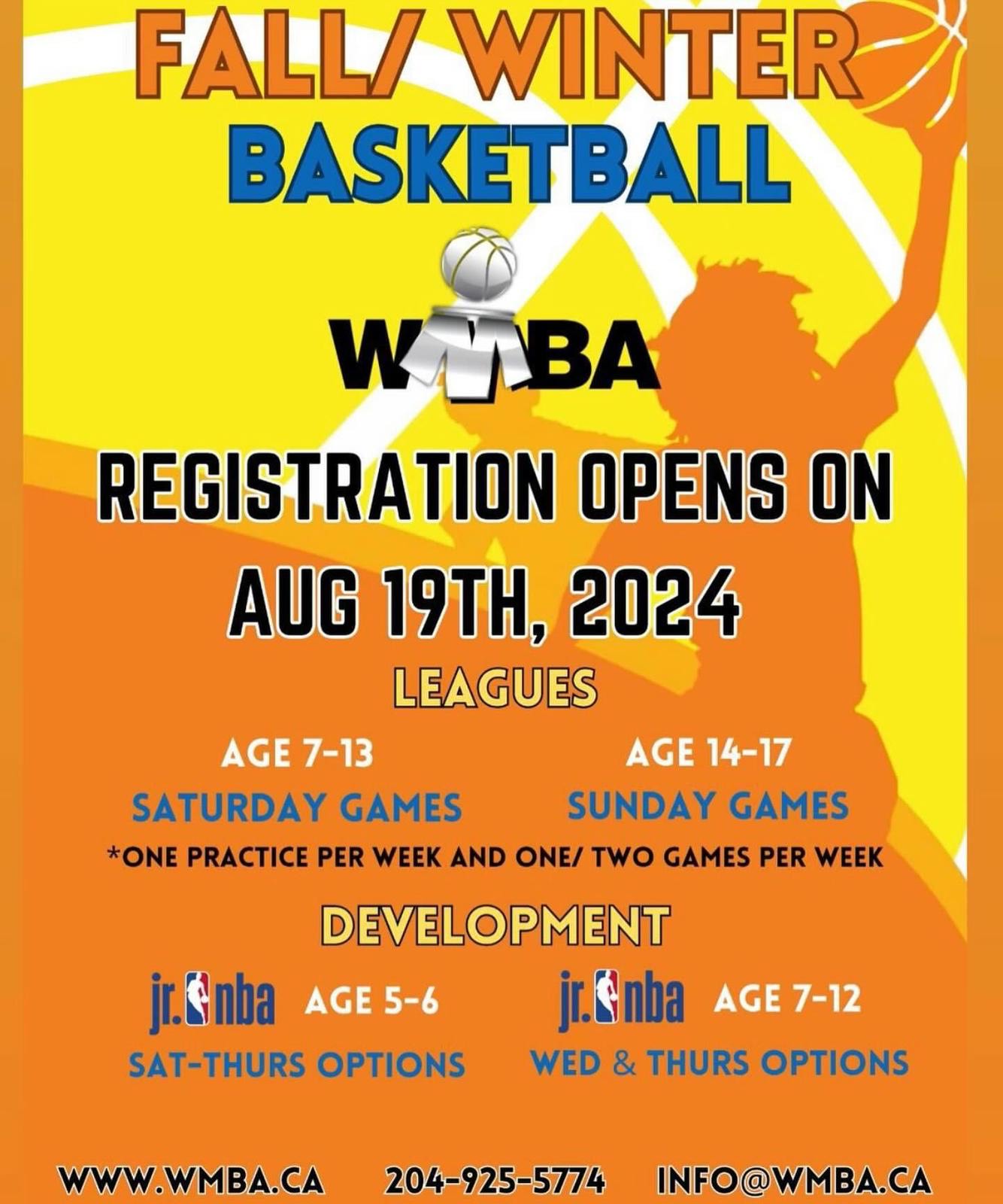 Fall/Winter Basketball Registration Is Open Whyte Ridge Community Centre