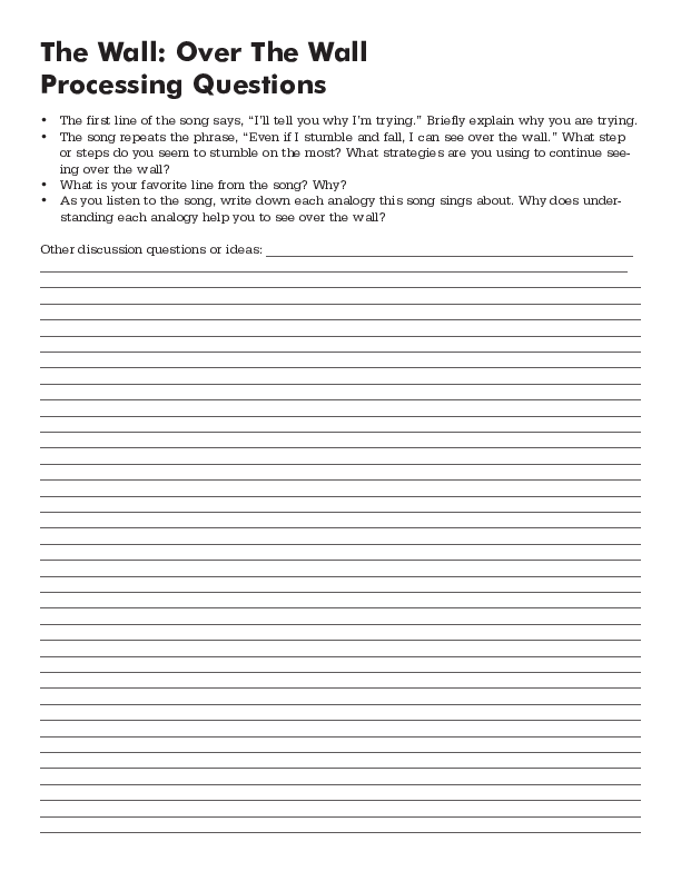 The Wall Elementary See Over The Wall WhyTry Program Materials