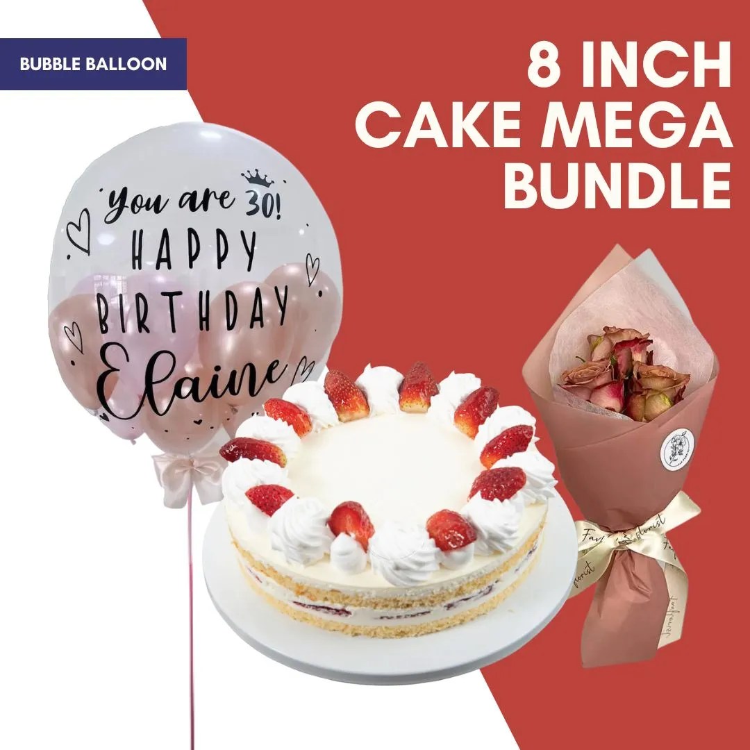 8 Inch Cake Mega Bundle With Bubble Balloon Whyzee