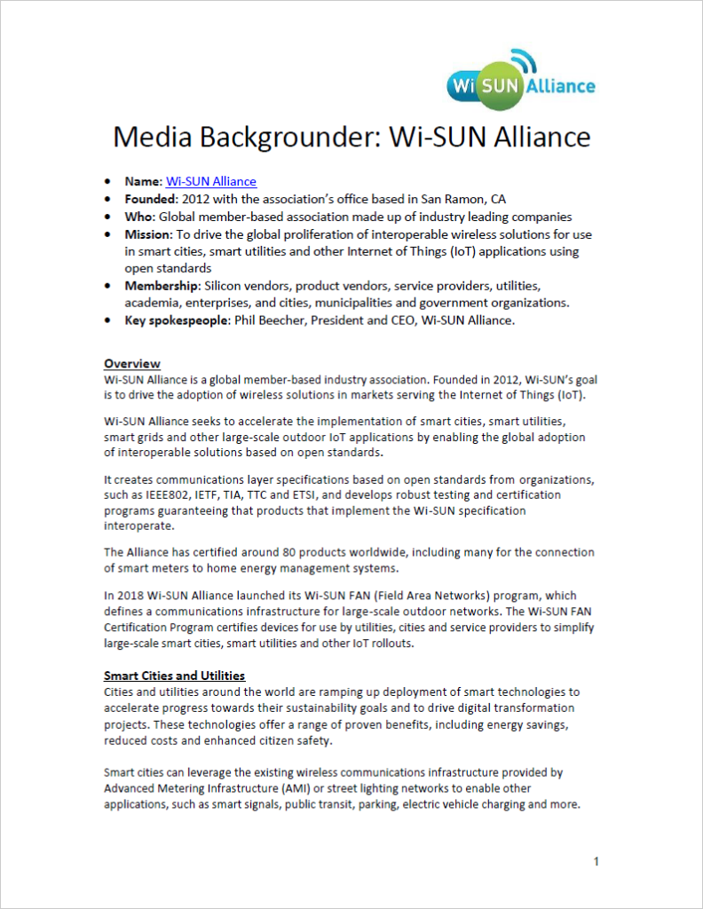Media Center WiSUN Alliance