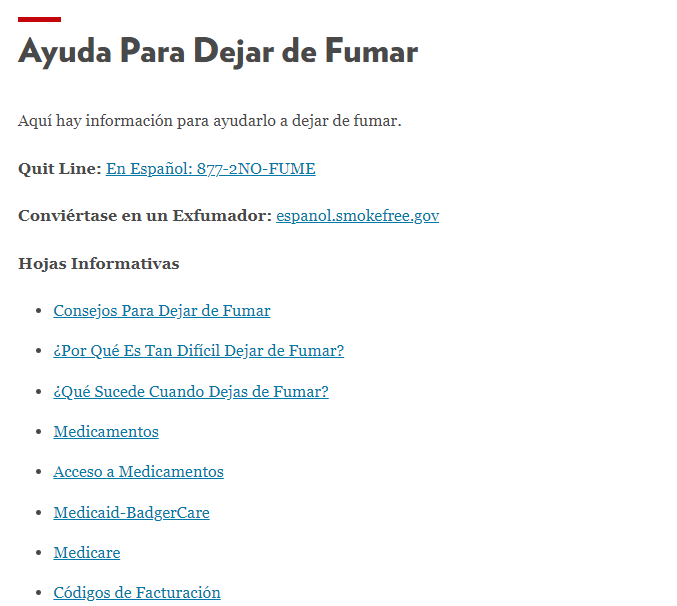 Smoking Cessation Resources in Spanish (Ayuda Para Dejar de Fumar