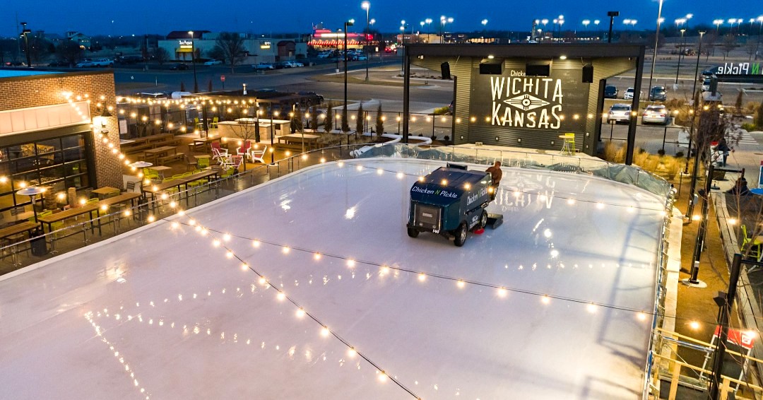 Wichita's Outdoor Ice Skating Pond is Open at Chicken N Pickle