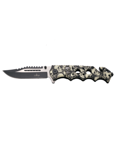 THIRD TACTICAL FOLDING KNIFE GRAY PATTERN SKULL Wicked Store