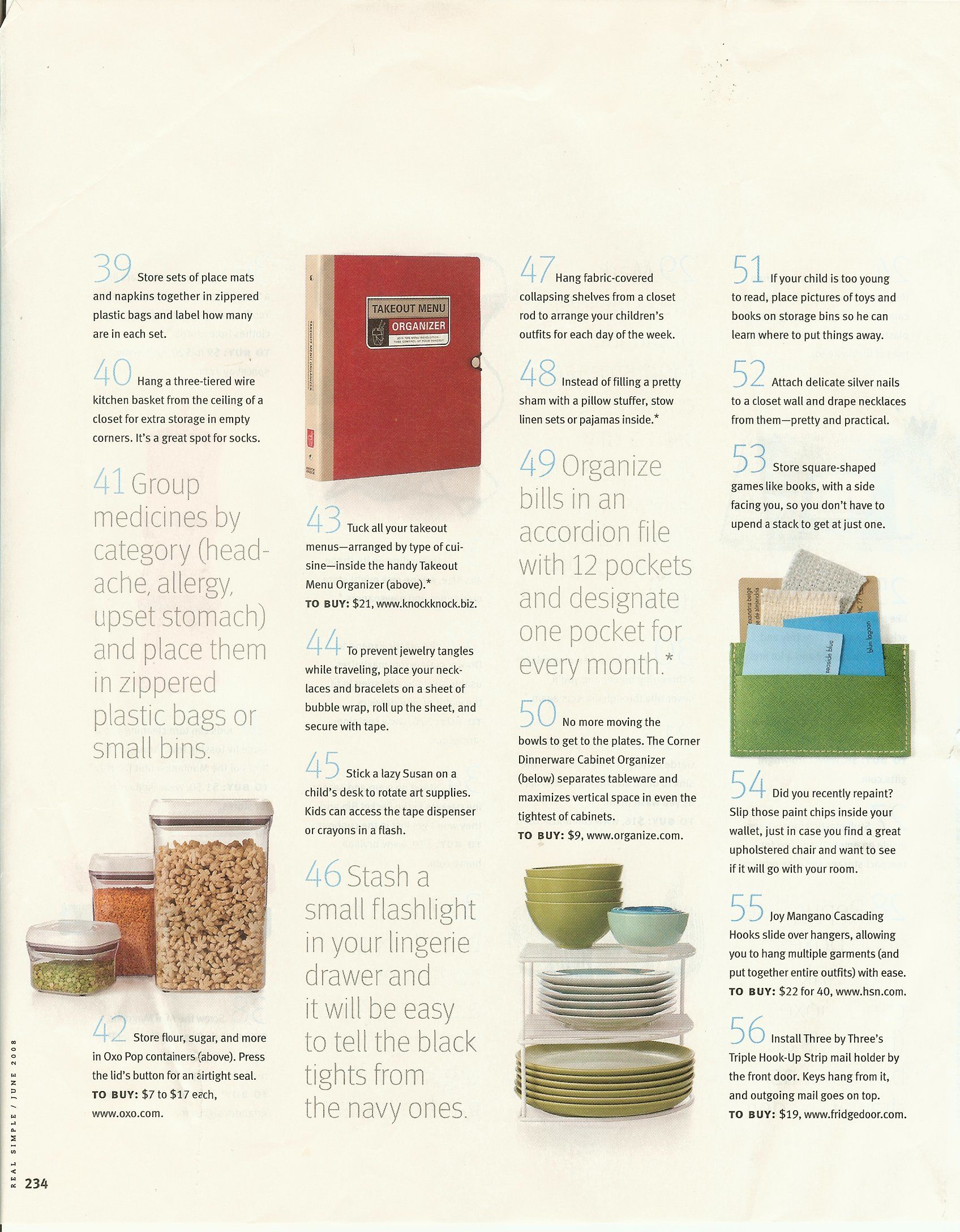 Keeper Article 99 LowCost Organizing Ideas from Real Simple March