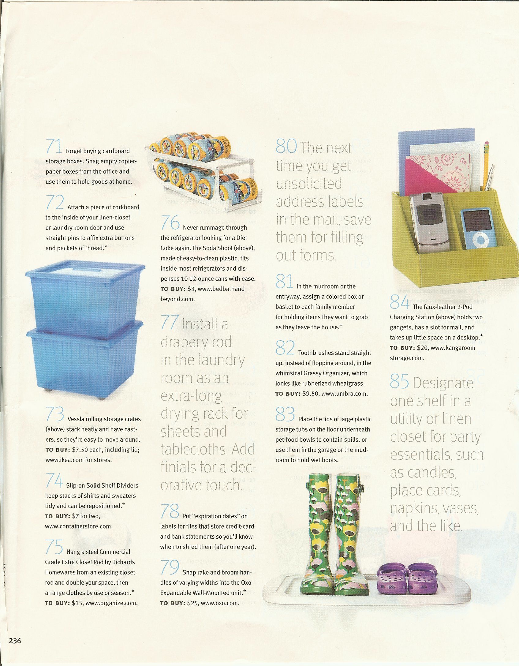 Keeper Article 99 LowCost Organizing Ideas from Real Simple March